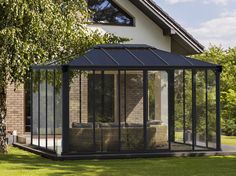 Palram Ledro Gazebo 10 x 14 Grey and Bronze Gazebo Palram Enclosed Gazebo, Acrylic Wall Panels, Polycarbonate Roof Panels, Pergola Aluminium, Double Sliding Doors, Door Awnings, Screen Doors, Garden Gazebo, Roof Panels