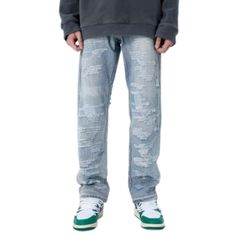 Features: -80% Cotton, 20% Elastane -Premium Denim Fabric -Mid-rise Waist -Pre-made Holes -Regular Fit -Unisex Style Urban Style Straight Fit Denim Jeans, Urban Straight Fit Denim Jeans, Fall Streetwear Jeans With Zipper Closure, Trendy Streetwear Jeans With Zip Fly, Ripped Blue Straight Leg Cargo Jeans, Straight Fit Denim Jeans For Streetwear, Blue Straight Fit Jeans For Fall, Casual Cotton Cargo Jeans With Zipper, Denim Blue Pants With Zip Fly For Streetwear