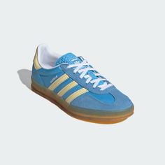 adidas Gazelle Indoor Shoes - Blue | Women's Lifestyle | adidas US Adidas Gazelle Indoor, Adidas White Sneakers, Adidas Falcon, Adidas Cloudfoam, Indoor Shoes, Adidas Shoes Women, Look Retro, Nike Tennis Dress, Summer Sneakers