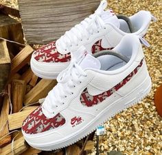 Red Logo Print Sneakers For Streetwear, Luxury Red Sneakers For Streetwear, Red Designer Sneakers For Streetwear, Designer Red Sneakers For Streetwear, Luxury Red Custom Sneakers For Streetwear, Designer Red Custom Sneakers For Streetwear, Dior Af1, Air Jordan Women, Sneakers Workout