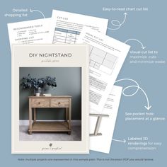 the diy night stand is shown with instructions for how to use it