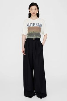 ANINE BING Cade Tee Mushrooms - Off White Cotton Citizen, Anine Bing, Denim Flares, White Wash, Winter Wardrobe, Sweater Skirt, Skirt Pants, Capsule Wardrobe, Style Guides