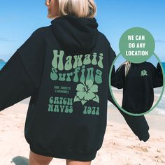 "Hawaii Surf Sweatshirt. Lightweight, fine gauge crewneck sweatshirts for women are perfect for layering. This is a must-have for any season.  Trending sweatshirt: https://etsy.me/3iSkkmg Trendy shirts: https://etsy.me/3MywvSr Vacation shirts: https://etsy.me/3BcsHPQ 🌻 Please read the full description:   This hoodie/sweatshirt sizing is NOT oversized.  You need to order at least 1-2 sizes larger for the extra baggy look in this photo.  (The normal sizing is UNISEX.) 🔔 Example: if you use size Casual Surfing Hoodie Sweatshirt, Casual Crew Hoodie With Screen Print, Casual Crew Neck Hoodie With Screen Print, Casual Surfing Hoodie With Graphic Print, Casual Letter Print Hoodie For Beachwear, Long Sleeve Hoodie With Letter Print For Surfing, Hooded Letter Print Sweatshirt For Surfing, Hooded Sweatshirt With Letter Print For Surfing, Trendy Crew Hoodie With Graphic Print