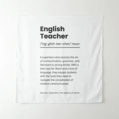 an english teacher poster hanging on the wall