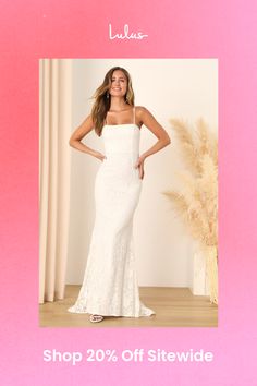 Say ""I Do"" to your greatest love story in the Lulus My Kind of Forever White Mesh Floral Embroidered Maxi Dress! A sheer mesh overlay, embellished with an stunning lace-like floral embroidery throughout, shapes this gorgeous dress that falls from slender spaghetti straps into a straight neckline and a princess-seamed bodice. High, fitted waist sits atop a flattering mermaid maxi skirt with a romantic, sheer train at back. Hidden back zipper/clasp. Fit: This garment runs small - please size up. Length: Floor length. Size medium measures 64" from adjustable straps to hem. Bust: Great for any cup size. Waist: Fitted - very fitted at natural waist. Hip: Fitted - consider sizing up for fuller hips. Undergarments: May be worn with a strapless bra, adhesive bra, petals, or no bra. Fabric: Fabri Greatest Love Story, Mermaid Maxi Dress, Lulu Fashion, Adhesive Bra, Embroidered Maxi Dress, Straight Neckline, Mermaid Silhouette, Mesh Overlay, White Mesh