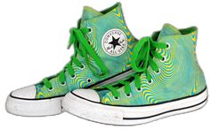 Retro Green Custom Sneakers For Streetwear, Green High-top Sneakers For Spring, Green Retro High-top Sneakers, Green Low-top Sneakers With Graphic Print, Retro Green High-top Sneakers, Spring Green High-top Sneakers With Rubber Sole, Green Canvas Shoes With Laces For Streetwear, Green High-top Sneakers With Vulcanized Sole For Spring, Retro Green Sneakers With Laces