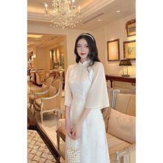 Hello , thanks for visiting my shop Brand New High Quality Vietnamese Ao Dai. Ao Dai for women 40-77 kgs *These are Asian size <>US Petite size .Please order 1,2 size bigger to your normal size  Full size XS/ S/ M/ L/ XL/ 2XL/ 3XL. S: burst 33in - waist 25in -length 55 in M: burst 35in -waist 27in  -length 55 in L: burst 37in -waist 29 in -length 55 in XL: burst 39in -waist 31 in -length 55 in XXL: burst 41in -waist 33in -length 55 in 3XL: burst 43in -waist 35in -length 55 in Please refer the si Elegant White Cheongsam For Spring, White Fitted Cheongsam With Stand Collar, White Summer Cheongsam With Stand Collar, Summer White Cheongsam With Stand Collar, Long White Festive Dress, Festive Long White Dress, Traditional White Cheongsam With Stand Collar, White Festive Dress For Banquet, White Festive Banquet Dress