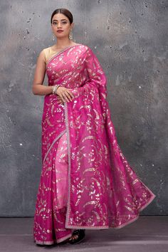 Shop stunning ombre pink foil print Kota saree online in USA. Keep your ethnic wardrobe up to date with latest designer saris, pure silk sarees, handwoven sarees, tussar silk sarees, embroidered saris from Pure Elegance Indian saree store in USA.-full view Tussar Silk Sarees, Kota Sarees, Ombre Pink, Pink Foil, Fashion Journals, Pure Elegance, Tussar Silk Saree, Indian Saree, Pink Ombre