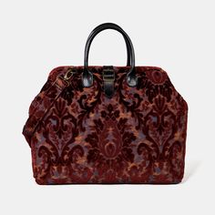 Burnout Velvet Wine Mary Poppins Weekender carpet bag MCW Handmade Carpet Bags Vintage, Victorian Bag, Vintage Bag Pattern, Purse Inspiration, Wishlist Christmas, Traditional Carpet, Rabbit Collection, Accessory Inspo, Dream Bags