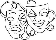 two masks with faces drawn on them