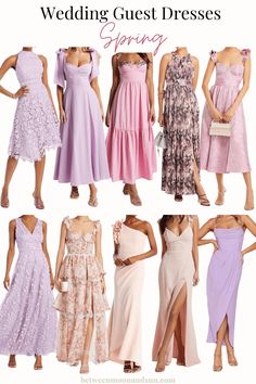 bridesmaid dresses in different colors and styles for the wedding guest or special occasion