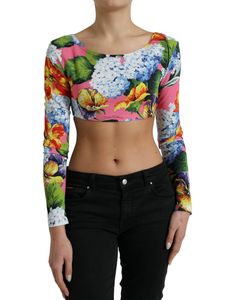 Dolce & Gabbana Multicolor Floral Long Sleeves Cropped Top - Ellie Belle Floral Print Crop Top, Cropped Blouse, Cropped Tops, Dolce E Gabbana, Print Crop Tops, Crop Blouse, Dolce & Gabbana, Cropped Top, Overall Shorts