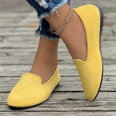 Category:Loafers; Upper Materials:Faux Suede; Season:Summer; Heel Type:Flat Heel; Gender:Women's; Activity:Walking; Toe Shape:Pointed Toe; Style:Basic,Vintage; Outsole Materials:Rubber; Occasion:Outdoor,Office,Daily; Closure Type:Loafer; Listing Date:05/30/2024; Production mode:External procurement; 2024 Trends:Classic Loafers; Foot Length:; Foot Width:; Size chart date source:Provided by Supplier.; US Size:; UK Size:14.5; EU Size:50 Yellow Closed Toe Loafers For Summer, Yellow Flat Loafers For Spring, Yellow Flat Heel Loafers For Summer, Summer Yellow Loafers With Flat Heel, Yellow Slip-on Summer Loafers, Yellow Summer Loafers With Flat Heel, Casual Suede Pointed Toe Flats For Spring, Casual Suede Pointed Toe Flats, Summer Suede Pointed Toe Flats