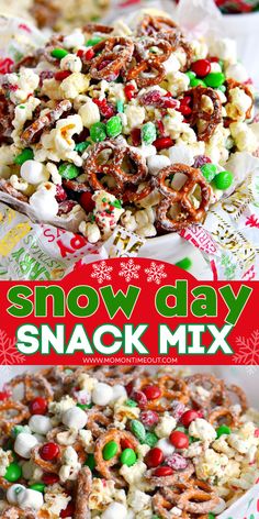 this is an image of a snow day snack mix