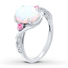 Lab-Created Opal Ring Lab-Created Sapphires Sterling Silver | Womens Rings | Rings | Kay Pretty Engagement Rings, Womens Rings, Fantasy Ring, Pink Diamond Ring, Opal Engagement Ring, Sterling Silver Jewelry Rings, Opal Engagement, Rings Rings, Engagement Rings Opal