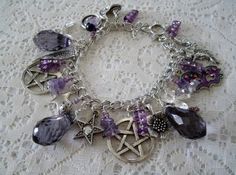 Amethyst Nights Pentacle Charm Bracelet wiccan by Sheekydoodle, $50.00 See this on Etsy Purple Bohemian Jewelry With Lobster Clasp, Spiritual Amethyst Jewelry With Lobster Clasp, Purple Dangle Charms Jewelry, Spiritual Purple Jewelry For Festivals, Bohemian Nickel Free Purple Bracelets, Bohemian Nickel-free Purple Bracelets, Bohemian Nickel-free Purple Bracelet, Bohemian Purple Nickel-free Bracelet, Mystical Jewelry Bracelet Gift