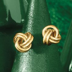 Ross-Simons - 14kt Yellow Gold Love Knot Stud Earrings. Give her a thoughtful gift she'll treasure: 14kt yellow gold love knot earrings are a classic design which truly captures a promise made between two people. Wear them now, wear them forever. Post/clutch, 14kt yellow gold love knot stud earrings. Gold Knot Earrings, Knot Jewelry, Knot Stud Earrings, Knot Studs, Jewelry Knots, Knot Earrings, Love Knot, Two People, Gold Studs