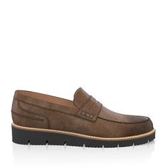 Men`s Penny Loafers 4998 | Girotti Slip-on Leather Shoes With Suede Lining And Almond Toe, Brown Wingtip Moccasins With Suede Lining, Brown Wingtip Suede Moccasins, Leather Slip-on Moccasins With Brogue Detailing, Brown Suede Slip-on Boat Shoes, Suede Slip-on Boat Shoes With Suede Lining, Slip-on Suede Dress Shoes With Round Toe, Suede Slip-ons With Leather Sole, Suede Slip-on Dress Shoes With Round Toe