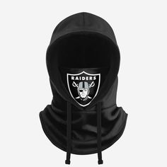 Las Vegas Raiders Black Drawstring Hooded Gaiter FOCO - FOCO.com Nfl Teams Logos, Logo Display, Nfl Logo, Scarf Neck, Front Face, Las Vegas Raiders, Winter Cap, Cycling Workout, Neck Scarf