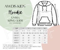 Etsy Clothes, College Hoodies, Hoodie Xxl, Size Chart For Kids, Hoodie Size Chart, Chart Design, File Free, Ready Made, Sizing Chart