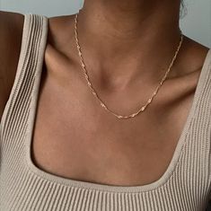 Avery is a Singapore style twist chain chain that goes great with any Filosophy stack! • 14k gold filled • 3mm width Dainty 14k Gold Filled Chain Necklace For Everyday, Dainty Everyday Chain Necklace, Everyday Rose Gold Chain Necklace, Delicate 14k Gold-filled Paperclip Chain Necklace, Trendy Rose Gold Everyday Chain Necklace, Trendy Rose Gold Chain Necklace For Everyday, Dainty 14k Gold Chain Necklace For Everyday, 14k Gold-filled Chain Necklace For Layering, Trendy Everyday 14k Gold Filled Chain Necklace