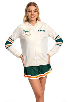 PRICES MAY VARY. Sweatshirt High School Cheerleader Jacket Hoodie Uniform Halloween Party Outfits for Womens Girls Material: healthy cloth, comfortable to wear, good quality. Package Including: Hoodie* 1 Occasion: Perfect for cosplay, party, Halloween, Masquerade, role play, theme party, daily wear, sports, gifts, Christmas, birthday, School ect. ATTENTION: Please check the size chart in the product description or picture carefully before purchasing. If you have any questions, please do not hesi Cheerleader Jacket, Cheer Jackets, High School Cheerleader, School Cheerleader, Hoodie Costume, Girls Hoodie, Halloween Party Outfits, Halloween Masquerade, Jacket Hoodie