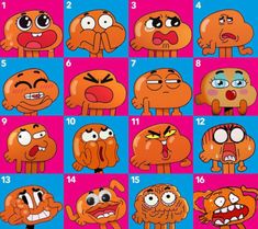 an orange cartoon character with different expressions and facial expressions, which are you today?