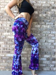 ♡ Ice pattern will be used on all yoga pants ♡ Want a different pattern? Message us! Trippy Wear Yogas are super soft and comfy for everyday wear. Perfect for yoga, lounging around, and festivals. Available in any of the colors listed or custom colors of your choice; just select custom color at checkout (: ♡ Available in sizes: XS, S, M, L, XL, XXL, XXXL  ♡ Has a foldable waistband and a flared bottom. Please refer to the sizing chart and message us with any questions about the fit ♡ Made of soft stretchy 6.5 oz. 92% cotton/8% spandex fabric - Yogas can be dried in the dryer for a short period of time on low/medium heat. This will allow them to shrink up a bit if needed with size or length. Size down if you prefer a tighter fit (: Please message me if you have any questions.  ♡ The model i Casual Sweatpants For Pilates, Casual Hip-length Bottoms For Pilates, Casual Pants With Elastic Waistband For Pilates, Casual Yoga Leggings Hip-length, Full Length Casual Yoga Pants For Relaxation, Casual Full-length Yoga Pants For Relaxation, Casual Full Length Yoga Pants For Relaxation, Trendy Wide Leg Yoga Pants, Blue Hip-length Yoga Pants