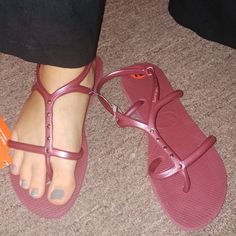 Size 10 But Fit A 9 Imo Burgundy Sandals, Merlot, Color Purple, Women's Shoes Sandals, Jelly, Shoes Sandals, Size 10, Women Shoes, Sandals