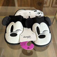 Winking Mickey Slip On Slippers Size Medium 7/8 U.S. Sparkle Edge On Base Comfortable Soft Padding Hard Bottom New To Poshmark? Enter The Code Caroline0260 When You Sign Up And Receive $10 Off Your First Order! Mickey Mouse Slippers, Slip On Slippers, Disney Shoes, Slippers, Sign Up, Size 7, Slip On, Sparkle, Black White