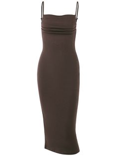 This stunning chocolate brown textured midaxi dress with a cowl neck and tie back detail is certain to elevate your style. The dress, crafted from a textured chocolate brown material and featuring a flattering ruched detail at the back, has all the elements to make you stand out. The midaxi length combined with the cowl design is a trendsetting combination that's causing a sensation. Pair it with clear heels and gold hoop earrings for a fashion-forward look we know you'll adore. Color: BlackStyl Backless Bodycon Dresses, Midaxi Dress, Elevated Style, Short Lace Dress, Cardigan Shirt, Clear Heels, Cowl Neckline, Black Midi, Black Bodycon Dress