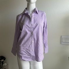 Nwt Chaps Classics No Iron Purple Combo Plaid Shirt Top Blouse, Size Small, Machine Washable, 100% Cotton Purple Cotton Daywear Blouse, Purple Cotton Blouse For Daywear, Summer Purple Shirt For Daywear, Purple Cotton Shirt For Daywear, Summer Daywear Purple Shirt, Casual Purple Shirt For Office, Casual Purple Office Shirt, Purple Button-up Daywear Shirt, Purple Cotton Office Shirt