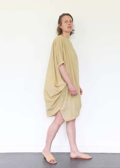 Eleven Eleven, Shibori Silk, Shibori, 11 11, Boat Neck, Silk Dress, Cap Sleeves, Mustard, Silk