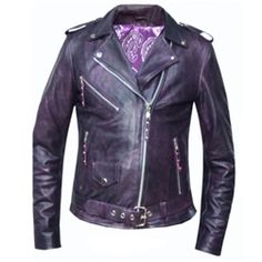 Biker Outfits, Leather Motorcycle Jacket Women, Ladies Motorcycle, Womens Leather Biker Jacket, Purple Leather Jacket, Armor Shirt, Leather Biker Vest, Oc Stuff, Womens Biker Jacket