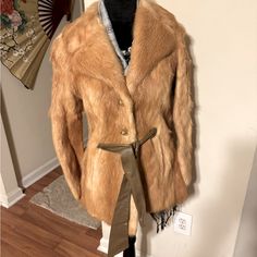 A Beautiful Fur Coat Never Worn Fitted Cream Fur Coat With Faux Fur Trim, Cream Fitted Fur Coat With Faux Fur Trim, Beige Faux Fur Lined Coat For Work, Beige Faux Fur Coat For Workwear, Fitted Beige Fur Coat With Faux Fur Lining, Cream Fitted Fur Coat For Fall, Fitted Cream Fur Coat For Fall, Luxury Fitted Fur Coat For Spring, Fitted Mink Outerwear For Work