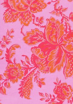 an orange and pink floral print fabric