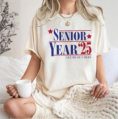 Senior 2025 Shirt, Gift for Senior, 2025 Graduation Gift, High School Tee, Class of 2025 Senior Shirt, College Matching Shirt  Heather colors are 52% combed and ring-spun cotton, 48% polyester - Athletic and Black Heather are 90% combed and ring-spun cotton, 10% polyester - Solid Colors 100% pre-shrunk cotton - Fiber content may vary by color FOR THE BEST FIT; (See Size Chart in Images). 1) Lay a t-shirt on a flat surface. 2) Measure the chest area, just under the armpit from side to side find t Senior Shirts Gender Neutral, 23niors Shirt, Class Shirt Design Ideas High Schools, Senior T Shirts Ideas Design 2025, Class Of 25 Senior Shirts, Senior Class Shirts Design, Class Shirt Ideas, Senior T Shirts Ideas Design, Senior Shirt Designs