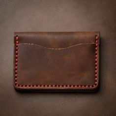 Modern aesthetics meets old-school style in this Leather Wallet.When you slip our 5 Card Wallet into your pocket, it almost feels like nothing is there. Your wallet will gather compliments from friends and earn patina the more you use it. From the intoxicating leather aroma to our attention to detail it will be hard to put this wallet down.Our full-grain Horween leather means your wallet will develop character and patina. We hand-sew this wallet with thick Tiger Thread so it will never unravel o Horween Chromexcel, Mens Card Holder, Fun Wallets, Horween Leather, Leather Workshop, Handmade Leather Wallet, Pocket Wallet, Leather Wallets, Personalized Keychain