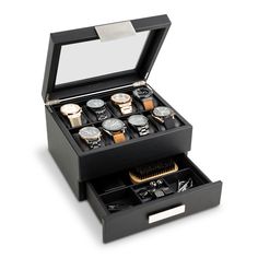 This Carbon Fiber Textured Leatherette Men's Jewelry valet Box is sure to please even the pickiest of people. With the highest quality materials & craftsmanship, real glass lid, thick walls & luxurious metal accents , this box was built to impress and to last! Options to personalize METAL PLATE and/or GLASS LID . This gorgeous box is delivered in an elegant gift box with a blank gift card for you to add your own personal message. *ENGRAVE ON GLASS LID,  METAL PLATE OR BOTH!! - You can have this Luxury Watch Box, Mens Jewelry Box, Watch Lover, Metal Accents, Metal Plate, Watch Box, Watch Collection, Watch Case, Beautiful Gift Boxes