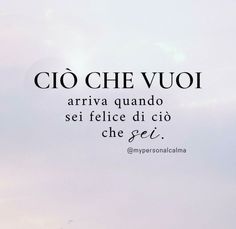 an airplane is flying in the sky with words above it that read, co che vuoi arriva quando si felice di cio che sei?