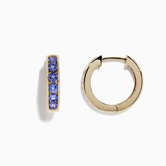 Effy Tanzanite Royale 14K Yellow Gold Tanzanite Hoop Earrings, 1.37 TCW Yellow Stone, Gold Yellow, Gold Metal, Hoop Earrings, Yellow Gold, Stone, Yellow, Gold