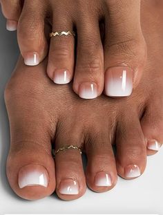 Gel Nail Pedicure Ideas, Graduation Toe Nails, Ombre Pedicure Toenails, Wedding Pedicure Toenails Brides, Big Toe Designs Toenails, Fancy Pedicure, Ombre Pedicure, Basic Pedicure, Pedicure Shellac