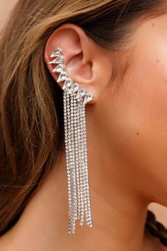 Silver Cascade Earrings Haute Mess, Stand Out From The Crowd, Fashion Boutique, Post Earrings, Ear Cuff, Diamond Earrings, Cuff, Silver, Design