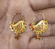 Beautiful yellow gold Nose Ring / Pin or earrings Gold Purity- 22k yellow Gold Length - 2.9 cm Width - 2 cm Weight- 2.29 grams approx (single) You can buy 2 pieces for make a pair for earrings Yellow Filigree Jewelry For Festivals, 22k Gold Chandbali Earrings As Gift, 22k Gold Chandbali Earrings For Gift, Yellow Gold Chandbali Earrings For Gift, Hallmarked 22k Gold Danglers As Gift, Yellow Gold Chandbalis For Gift, Temple Jewelry Style, Yellow Gold Temple Jewelry Chandbalis For Gift, Yellow 22k Gold Hallmarked Jewelry, Handmade Gold Earrings For Puja