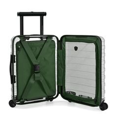 Traveler's Choice's Millennial II Transparent Carry-On luggage serves up both fashion and function by allowing style-conscious travelers to show off their latest travel gear. Versatile enough for any travel adventure, the suitcase’s sleek yet protective hard shell, made from 100% pure polycarbonate materials, ensuring its quality of translucency. The TSA combo lock keeps your belongings safely tucked away, while the 360-degree Cyclone Spinner Wheels allow for optimal mobility and maneuverability. Modern Green Travel Luggage, Green Nylon Luggage With Sleeve, Green Nylon Luggage With Luggage Sleeve, Practical Green Luggage With Sleeve, Functional Green Luggage For On-the-go, Modern Green Travel Accessories With Luggage Sleeve, Versatile Green Travel Accessories With Luggage Sleeve, Green Travel Accessories With Luggage Sleeve, Green Nylon Travel Accessories With Luggage Sleeve