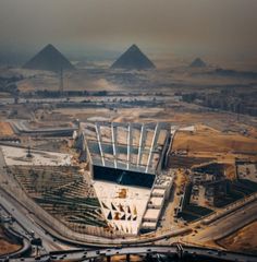 an aerial view of the pyramids in egypt