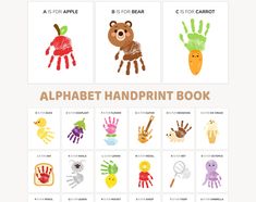 the alphabet handprint book with pictures of different hands