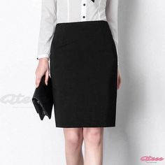 Qteee - Classy High-Waisted Pencil Skirt for Office, Accentuating Curves High Waisted Pencil Skirt, Wrap Around Skirt, Uniform Fashion, Office Attire, Professional Women, Skirt Design, Work Attire, Sheer Dress, Types Of Skirts