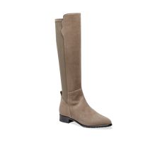 In water-resistant Taupe Suede, this is the knee-high boot you'll simply pull on and go, featuring a concealed lug sole and comfortable back stretch panel. Italian Water, Foot Stretches, Sarah Flint, Back Stretches, How To Stretch Boots, Mini Sweater Dress, High Quality Shoes, Lug Sole, Cut Jeans