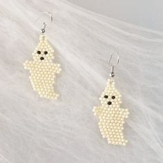 Free With Any Full Price Item! Just Throw Them In A Bundle Together :) X10 B Mer Handmade White Earrings For Halloween, Bohemian Goth, Vintage Velvet Dress, White Goth, Goth Style, Ghost Design, Rice Bead, Beaded Drop Earrings, Vintage Velvet